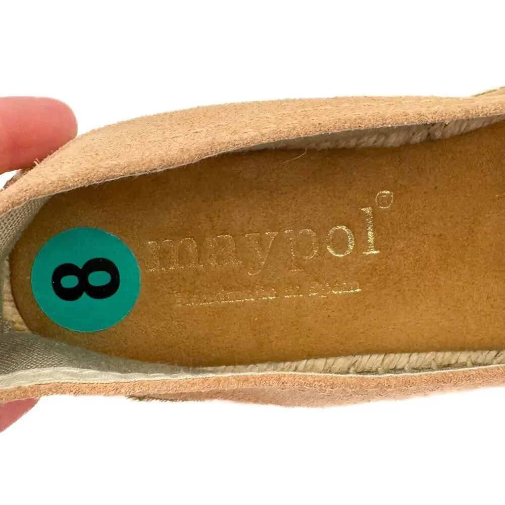 maypol Pink Suede Leather Espadrille Flats Sz‎ 8 Lightweight Soft Comfort Boho